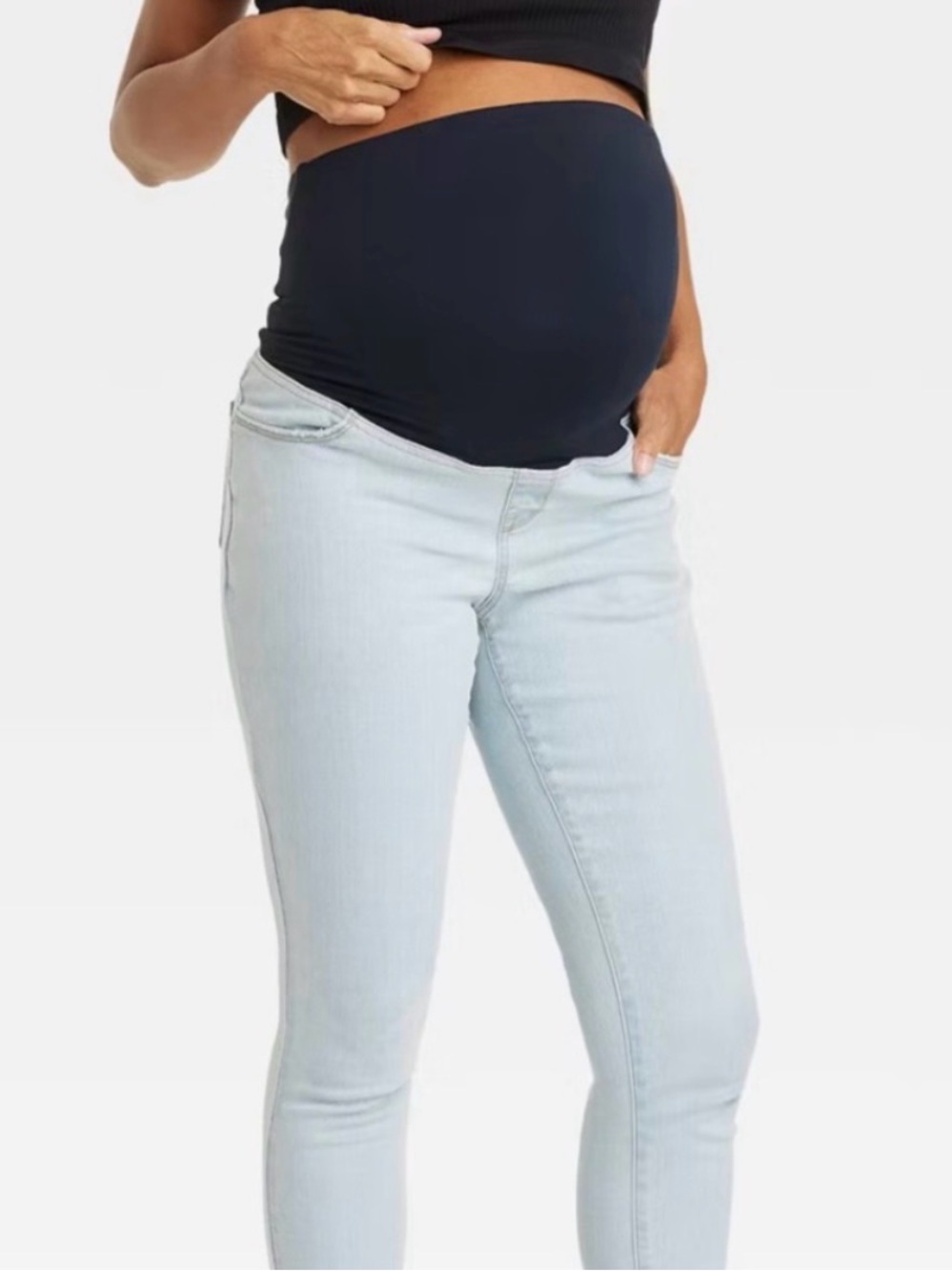 NWT Isabel Maternity Light Wash Skinny Jeans with Over-the-Belly Stretch Panel